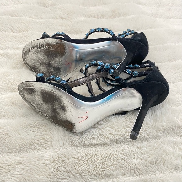Sam Edelman Studded Gladiator Black Turquoise Strappy Sandals Heels Size 8.5 - Picture 12 of 15